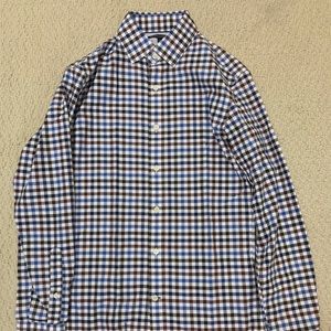 BR Slim Fit Dress Shirt XS - Brown Blue Gingham